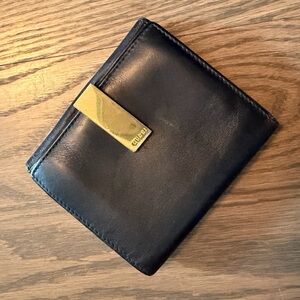 Gucci vintage Black Leather Billfold with Gold-Tone Money Clip